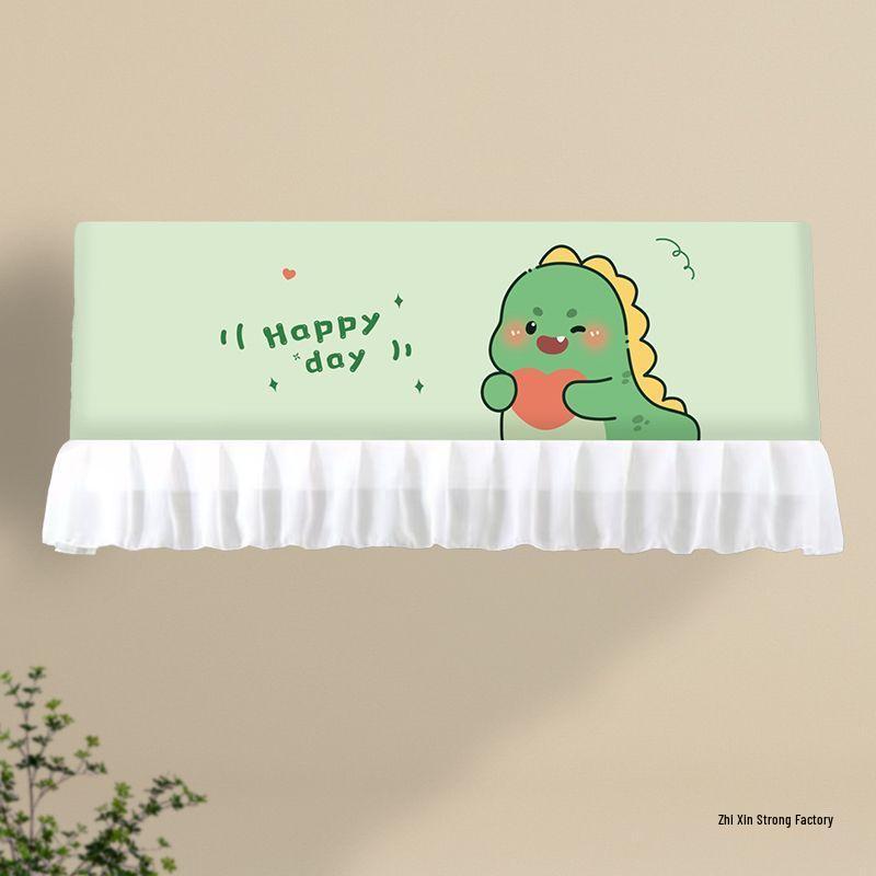 Air Conditioner Wind Deflector: Prevents Direct Blowing with Cute Print, Fits Hanging Units, Fully Enclosed Dust Cover Included.