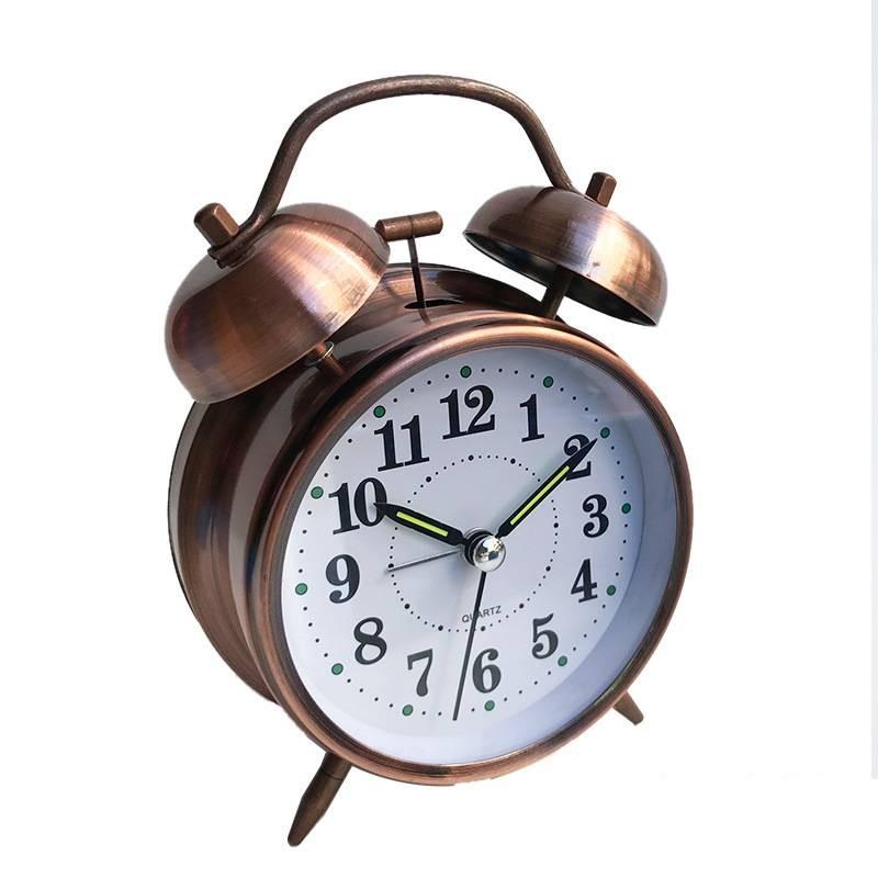 Stylish 4 Inch Night Light Alarm Clock With Silent Quartz Movement In Elegant Copper Finish