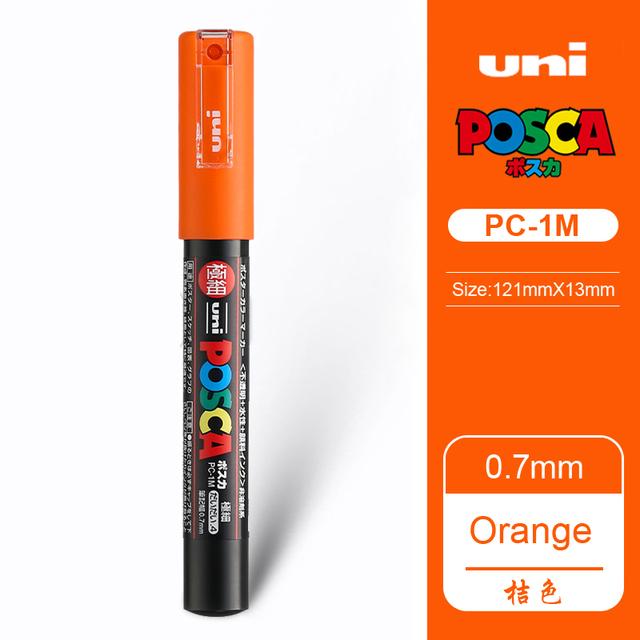 1 stuks Uni Posca Verfmarker, PC-1M 21 Kleuren, 0,7 mm Extra Fijne Punt Ronde Tip, Acryl Schilderen Markeren Tekenen Graffiti Pennen orange