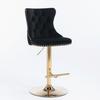 Benches Bar Stools 2X Height Adjustable Swivel Bar Stool Velvet Studs Barstool With Footrest And Golden Base Black