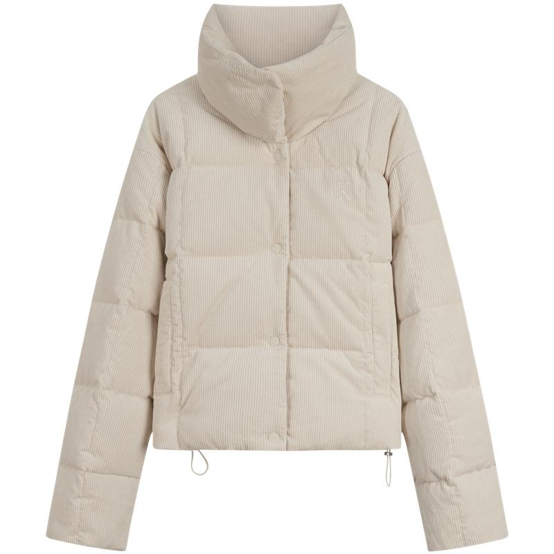 Calvin Klein Corduroy Vintage Loose High Collar Puffer Jacket Women Outerwear 44D527G