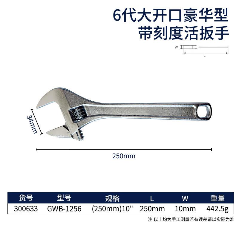 Great Wall 6th Gen Deluxe Adjustable Wrench with Scale, 250mm (10-inch)