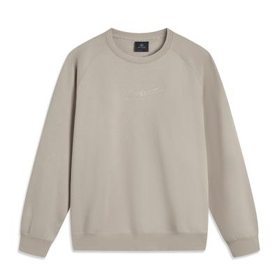 Li Ning Wade Series Letter Round Neck Comfortable Breathable Versatile Fleece Warm Loose Sports Sweatshirt Men Sweatshirt Dusty-Gray AWDU293-3