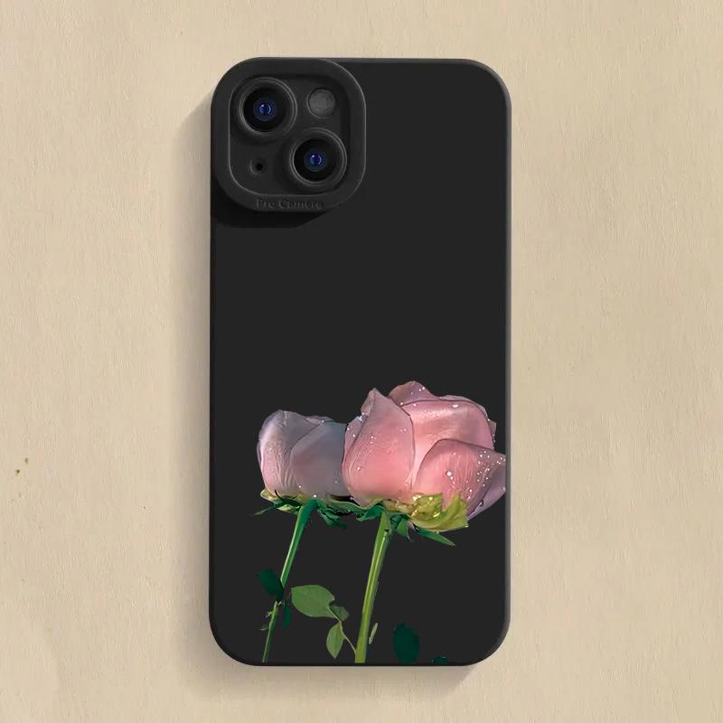 Rose Flower Phone Case For iPhone 16 Pro Max Case For iPhone 11 13 12 15 14 Pro Max 7 8 Plus XS X Soft Silicone Shockproof Cover