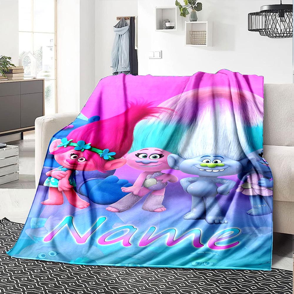 Customiz Name Personality Trolls Blanket Soft &Warm Sofa Office Bed Travel Lunch Break Blanket, Gift Suitable All Seasons