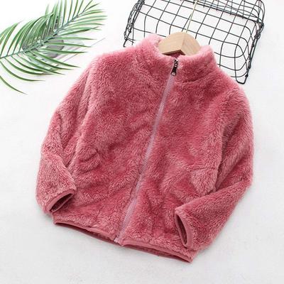 2-8 Years Kids Plush Zipper Coat