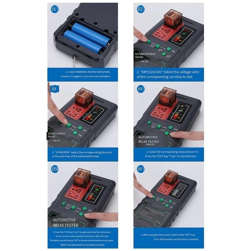 Car Relay Tester Electronic Automotive Relay Tester Auto Battery Checker Alternator Analyzer Diagnostic Tool Universal