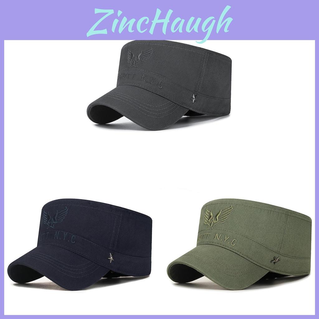 Cotton Flat Cap With Embroidered Letters For Outdoor Sun Protection And Casual Style