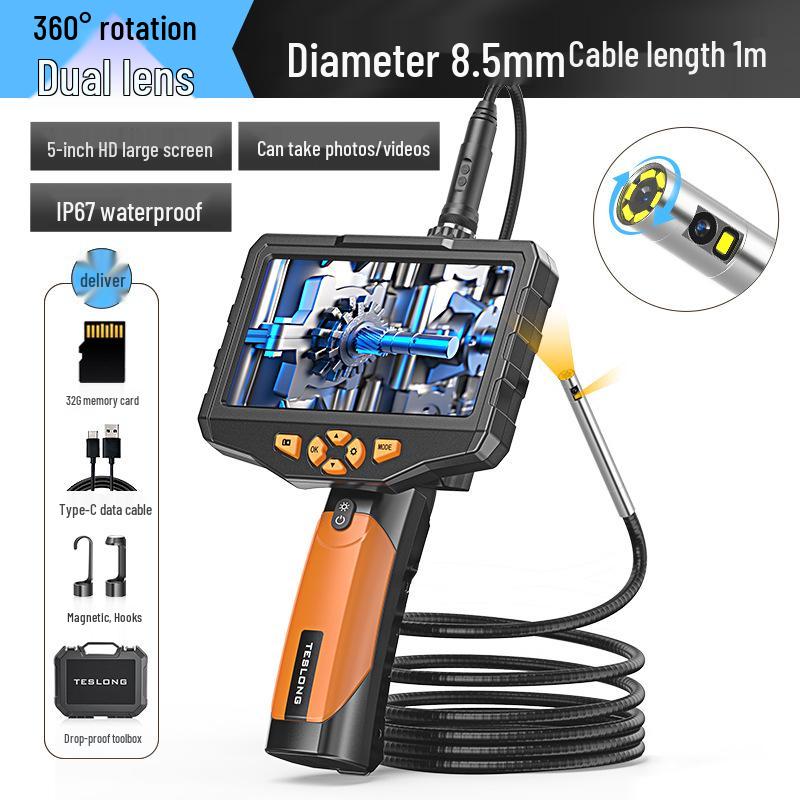 Adjustable Industrial Endoscope with 7.6mm Lens - 5m High-Definition Pipeline Inspection Tool