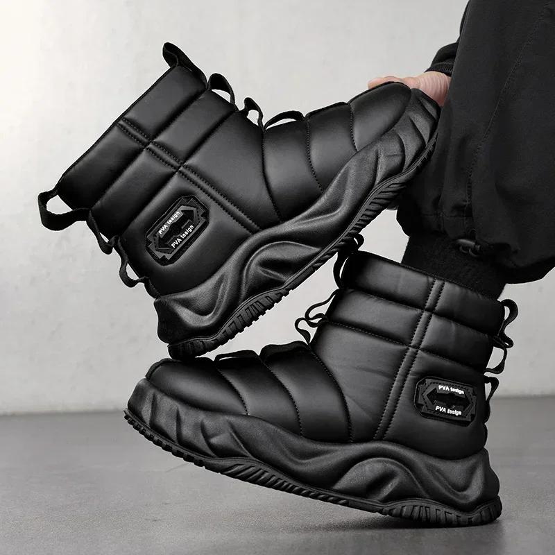 Winter Snow Boots, Cotton Shoes, Velvet Warm Boots, Cotton Men's Shoes, Trendy Shoes, High-top Outdoor Men Boots