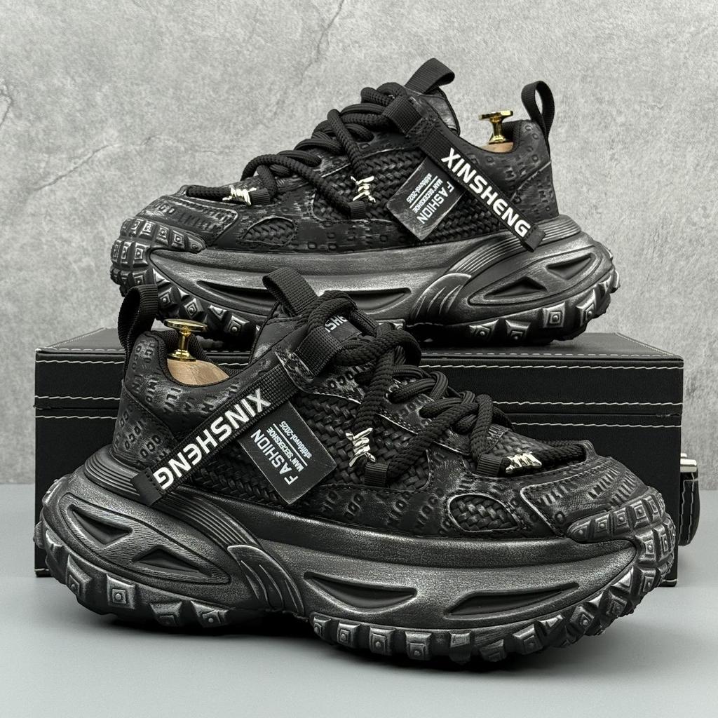 2025 European Men's High-End Trendy Dad Shoes - Autumn Casual, Height-Increasing Sports Style