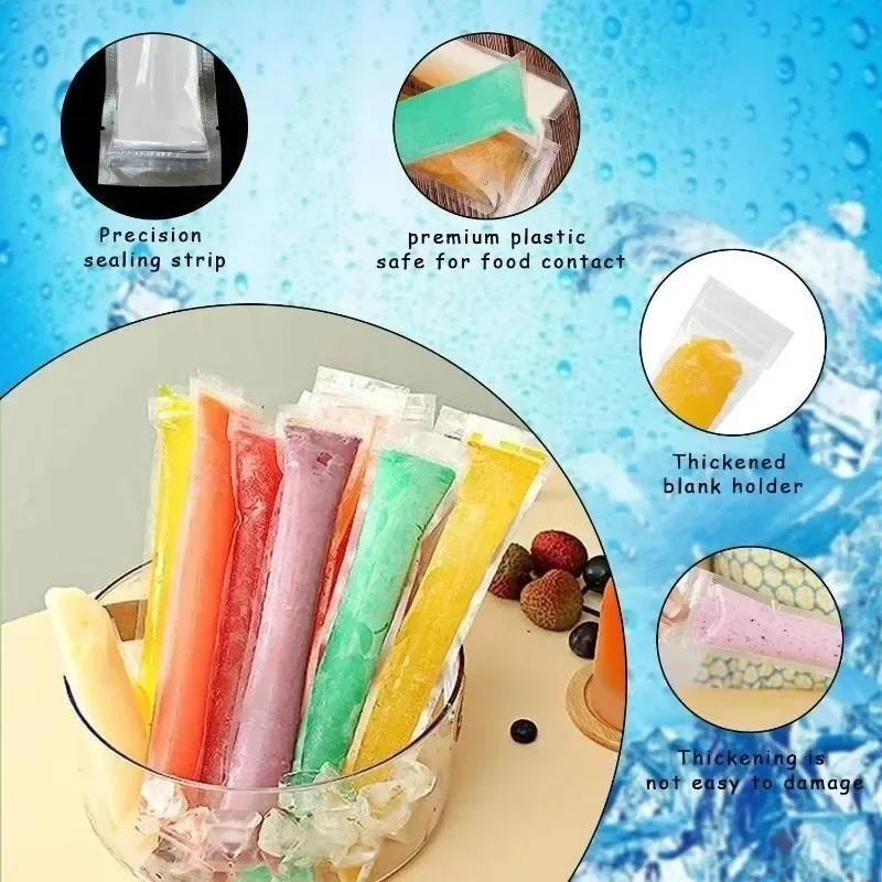Yazlık Tek Kullanımlık Buz Popsicle Poşetleri Kendin Yap Dondurma Popsları Büyük Dondurulmuş Mühürlü Poşetler Meyve Suyu Yoğurt Smoothie Kalıp Poşeti Huni Aletleriyle