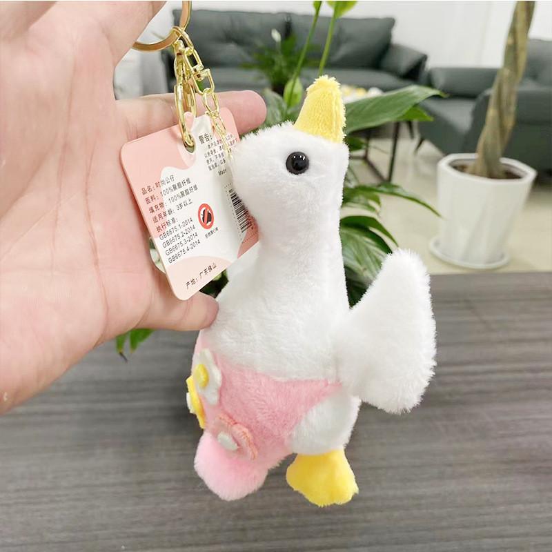 Goose Sweet Plush Stuffed Animal Keychain Colorful Pink Yellow Blue Soft Toy