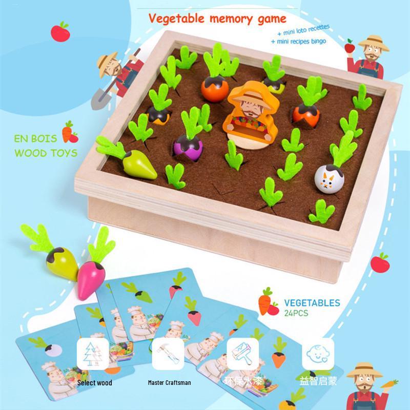 Wooden Farm Radish Memory Game for Children - Fun Educational Toy for Early Learning