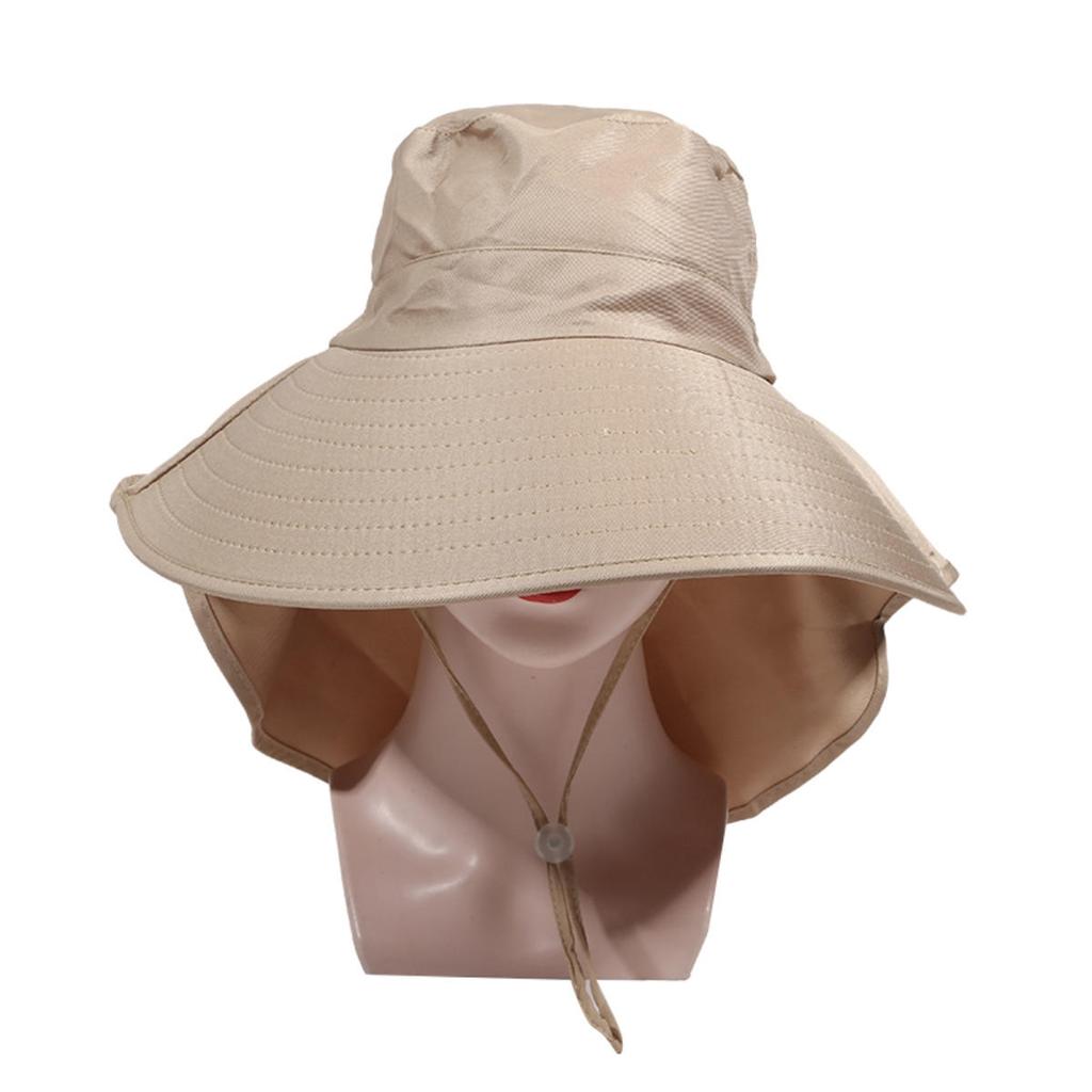 Women Summer Sun Hat Solid Color Fisherman Cap Ladies Visors High Quality Anti-UV Wide Brim Neck Protection Sunshade Hats