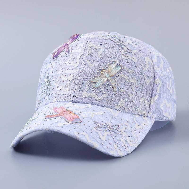 New lace butterfly dragonfly decorative baseball cap spring and summer breathable diamond curved brim sunshade cap