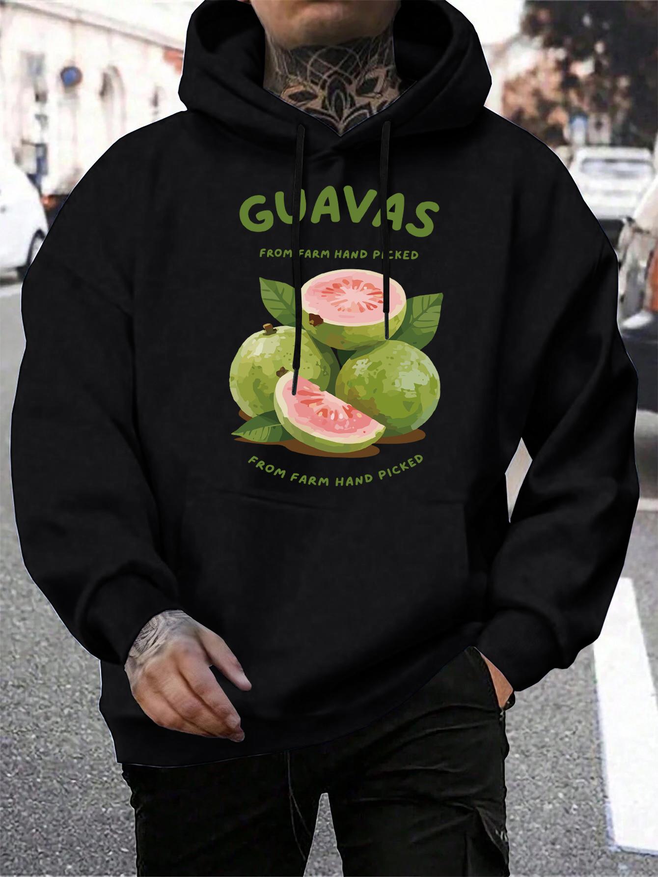 

Guavas From Farm Hand Picked Print Men Hoodies Harajuku Multicolor Pullovers Fleece Soft Sportswears Casual Pocket Hoody Unisex 3XL