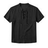 Men's Linen‑Blend Lace‑Up Stand‑Collar Shirt, Crisscross Tie Front V‑Neck, Short Sleeve, Breathable Relaxed‑Fit Medieval Renaissance Casual Summer Top