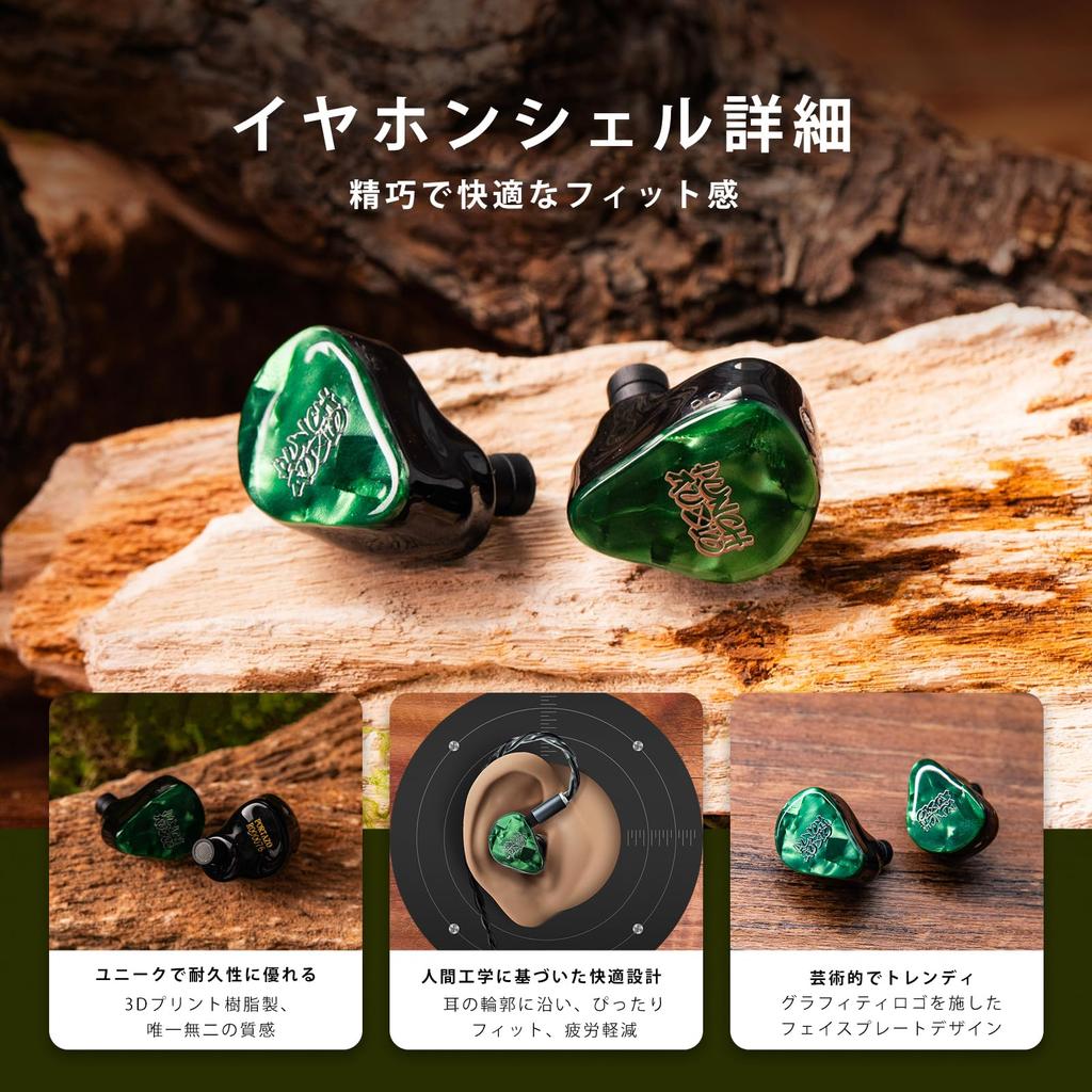 Linsoul Punch Audio Portazo Hybrid (1DD + 2 Planar Drive) High-End In-Ear Monitors with Re-cableable Design, Ergonomic Design, Over-the-Ear Style,