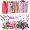 32 pcs Random Doll Clothes and Accessories, 10pcs Fashion Dresses 22pcs Shoes, Glasses, Necklaces, Handbag for Barbie Doll