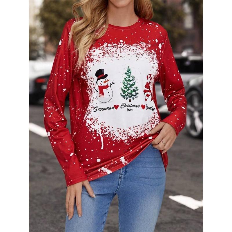 Christmas Theme 3D Print Trees O-Neck Long Sleeve T-Shirt Fashion Womens Clothing Casual Y2K Clothes Harajuku Female Clothing