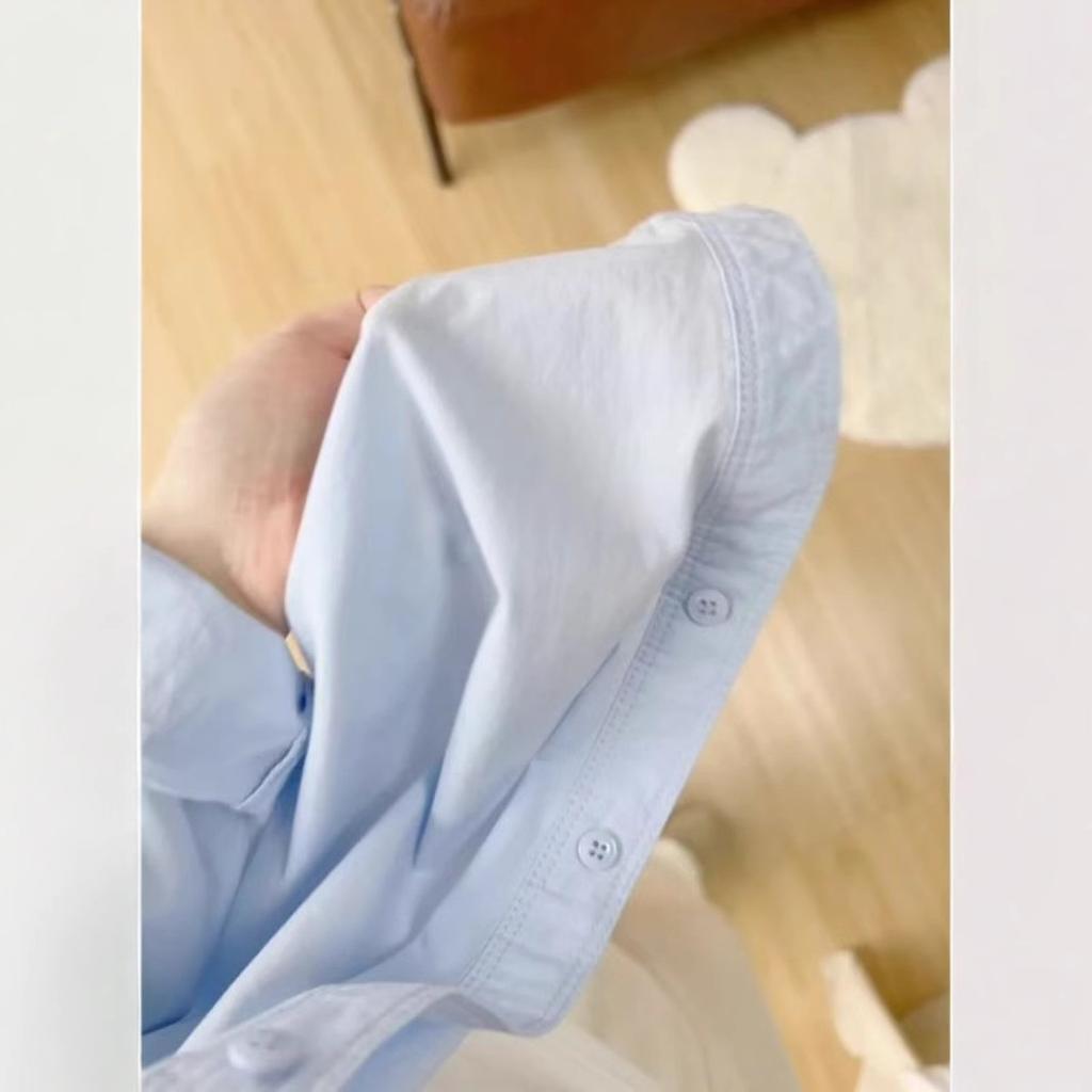 Pure Cotton Solid Color Shirt for Women with Spring and Autumn Loose Casual Slim and Versatile Layered Sunscreen Shirt Top Jacket