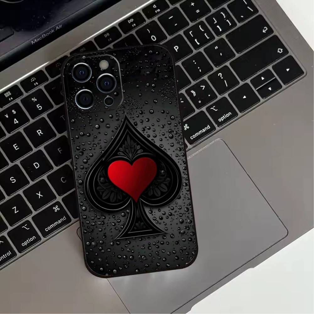 Dark Poker Phone Case For iPhone 17, 16,15,14,13,12,11 Plus,Pro Max, Others Soft Black Cover