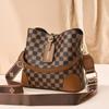 Taizhou Women's Bags Retro Women's Bags Plaid Bucket Bags Large Capacity Shoulder Bags Messenger Bags