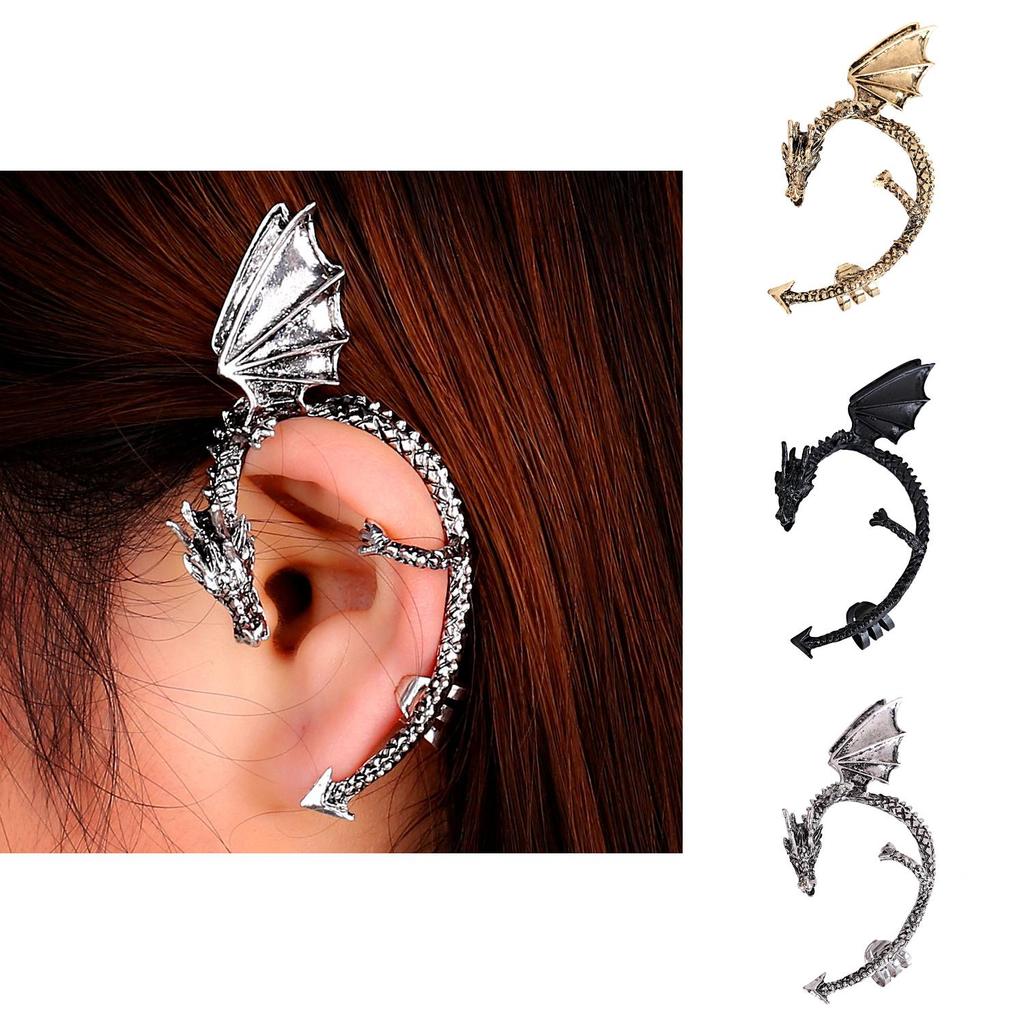 Gothic Dragon Ear Clips With Alloy Material And Vintage Copper Finish For Alternative Fashion