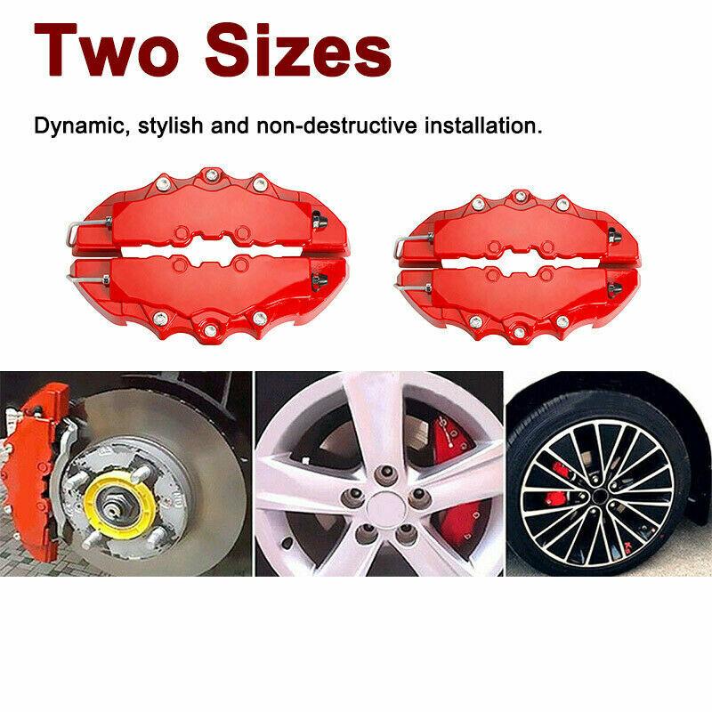 4ks Univerzální 3D Styl Červená Přední + Zadní Příslušenství Kryt třmenu kotoučové brzdy do auta