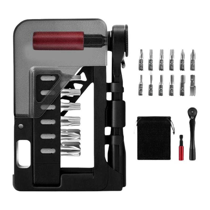 

Ratchet Wrench Magnetic Key Tool Steel Bits Extension Bar Repair Set Portable Bike Maintenance Multitool 1