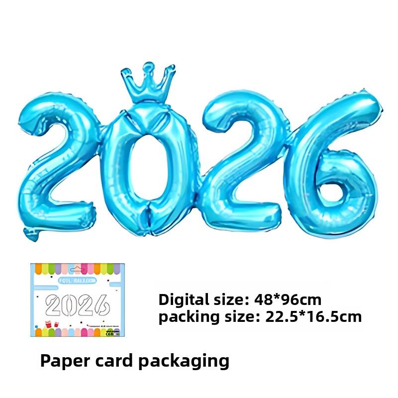 Baloane folie 2026 în formă de coroană aurie strălucitoare pentru petrecerea de Revelion