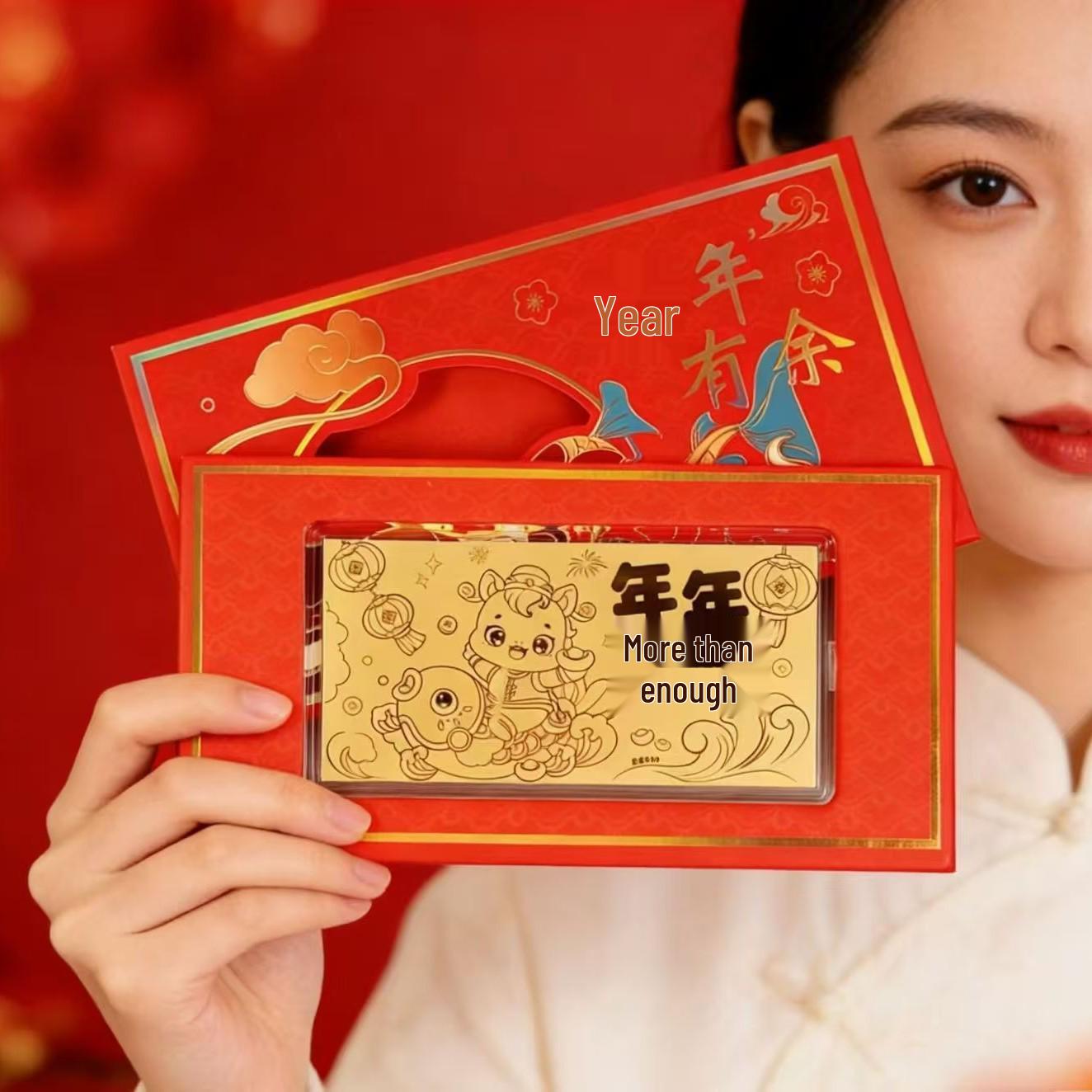 999 Gold Banknote Wealth & Abundance Red Packet Bag - Yearly Prosperity Handmade