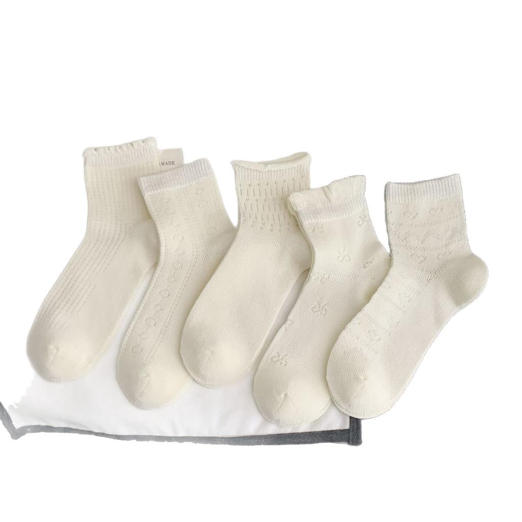 Cut-Out Bow Socks Women'S Mesh Lace Socks Bamboo Cotton Lolita Girl Cute Short Socks