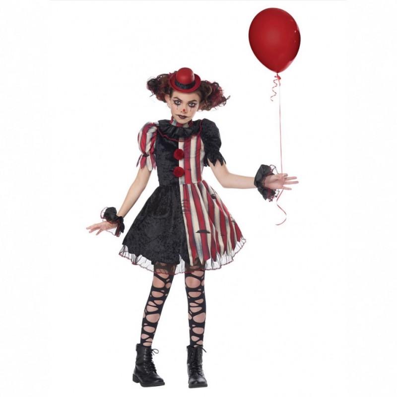 Kids Halloween Costume Circus Horror Clown Dress Cosplay Outfit Party Performance