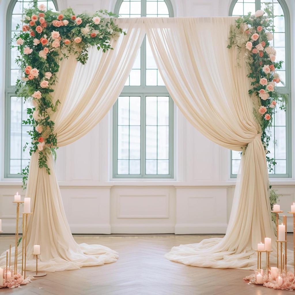 1PC Sage Green Chiffon Backdrop Curtains, Sheer Fabric Backdrop Drapes Drapes for Bridal Shower Wedding Arch Party Decoration