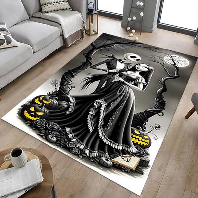 1 ΤΕΜ. Jack Skellington, Sally Εξαιρετικά Μεγάλο Αντιολισθητικό Χαλάκι Δαπέδου, Γραφείο, Οικογένεια, Στούντιο Μεγάλο Χαλί Χώρου Εσωτερικού Χώρου, Δυναμική Δήλωση