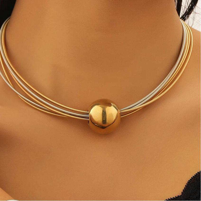 Exaggerated Multi-Layer Braided Choker & Bracelet Set for Women