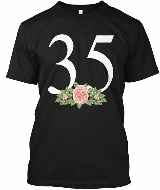 35th Birthday Cute Floral 35 Gift TTshirt Made in the USA Size S to 5XL L