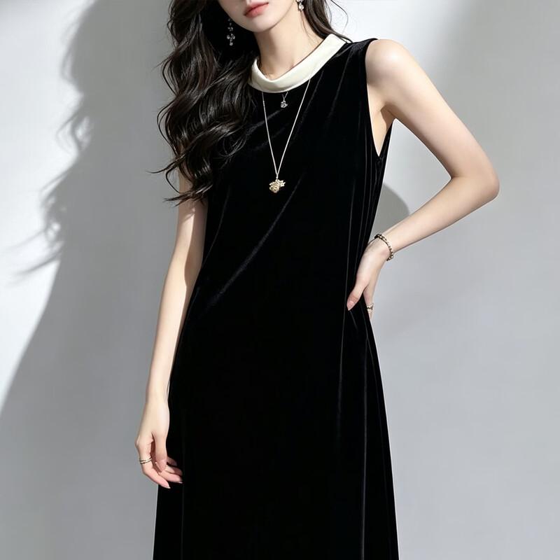 Elegant Mulberry Silk Velvet Sleeveless A-line Dress