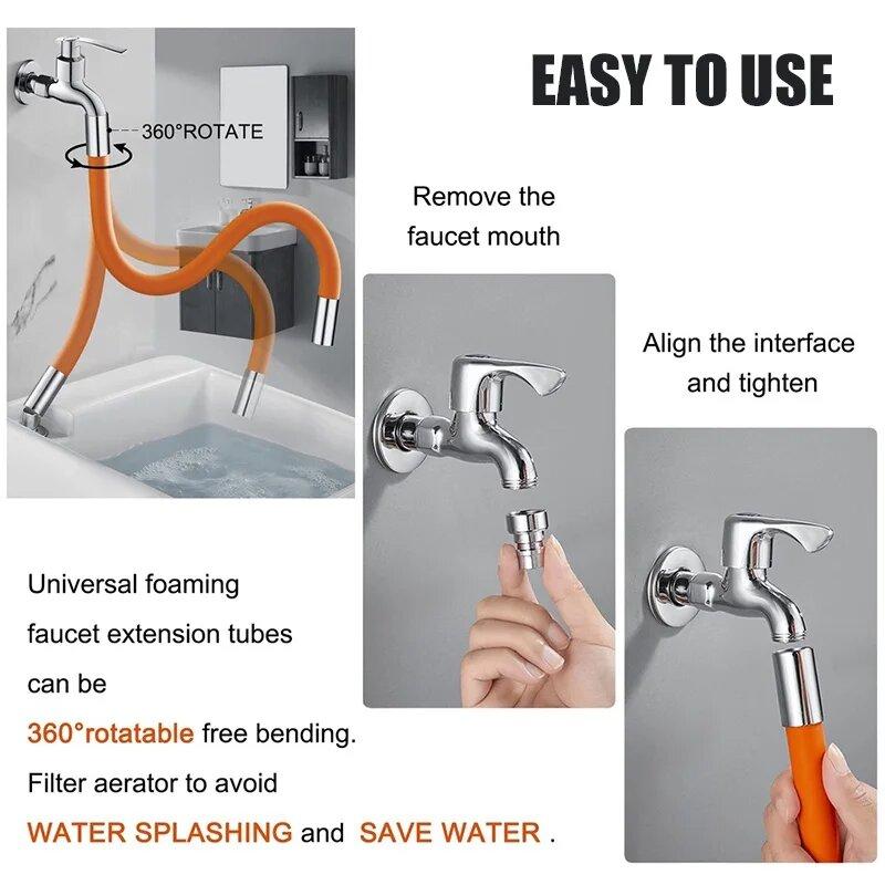 Spritzschutz-Wasserhahn-Verlängerung für die Küche, universeller, um 360 ° drehbarer, flexibler Schlauch, Wasserhahnrohr für Badezimmerwaschbecken
