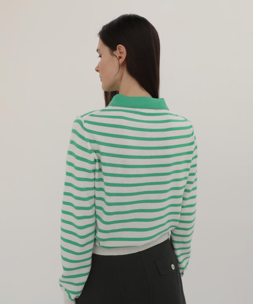 Leuba Stripe Cotton Polo Knit - Mint Stripe