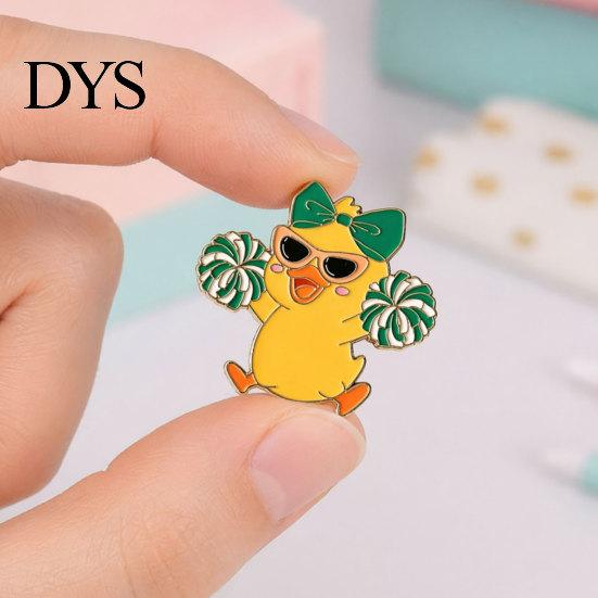 Daily Wear Brooch Enamel Technology Brooch, Cartoon Anime Cheerleading Duck Shape Pin, Small Vibrant Color Sturdy Pin for School Uniforms Bags