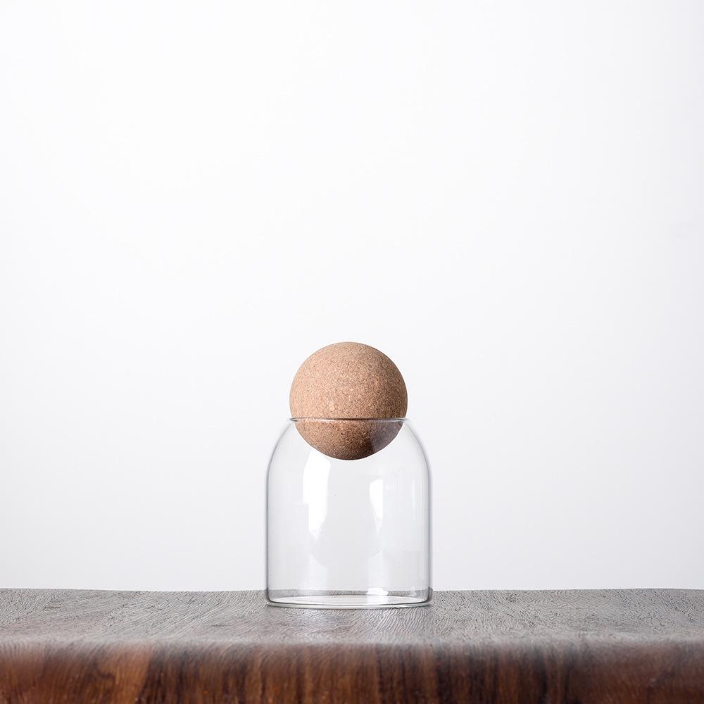 Modern Glass Coffee Bean and Tea Storage Jar with Cork Stopper