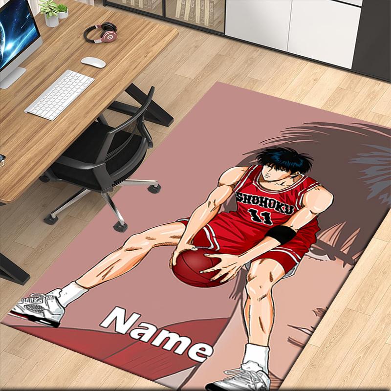 Custom Name Slam Dunk Printed Carpet, for Office Chair Living Room Bedroom Kitchen Room Decor Gifts.