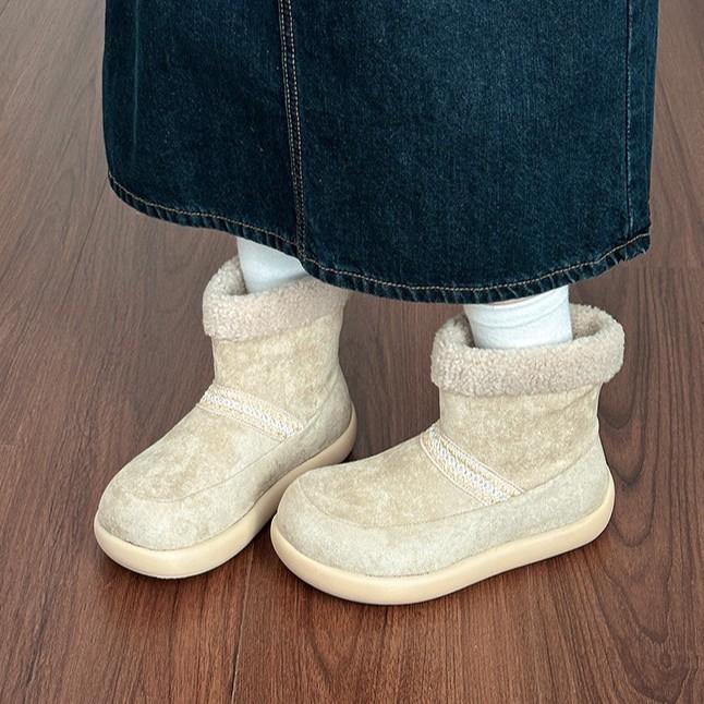 Design Retro Wind Velvet Warm Flat Snow Boots Women's 2025 Autumn and Winter Fashionable and Comfortable Big Head Shoes Short Cotton Shoes