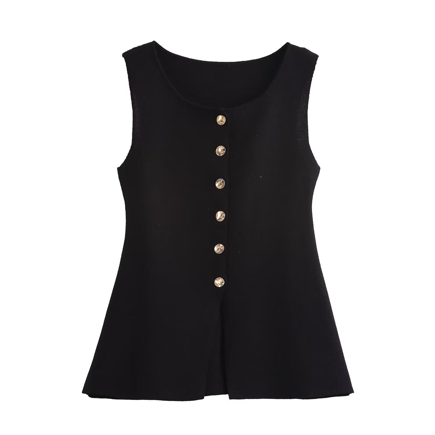 

Женский вязаный жилет в европейском и американском стиле, осень 2024 - Модный, Простой, Универсальный однотонный Small чёрный