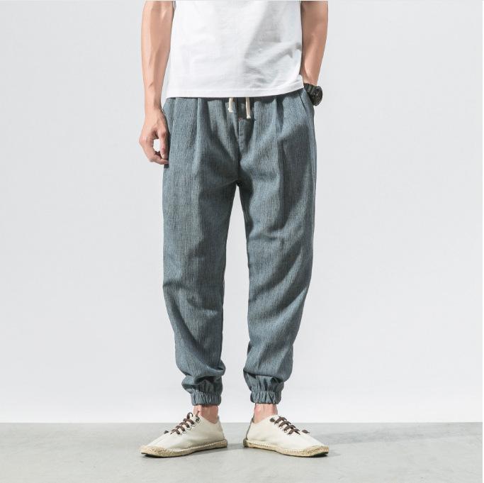 Chinese Style Bloomers Men's Linen Pants Men's Cotton and Linen Harem Pants Leggings