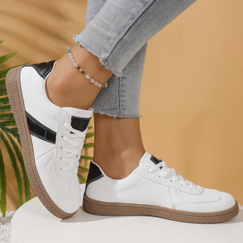 Summer New Women's Vulcanized Shoes Round Head Lace Sports and Leisure Shoes Fashionable and Versatile Women's Shoes