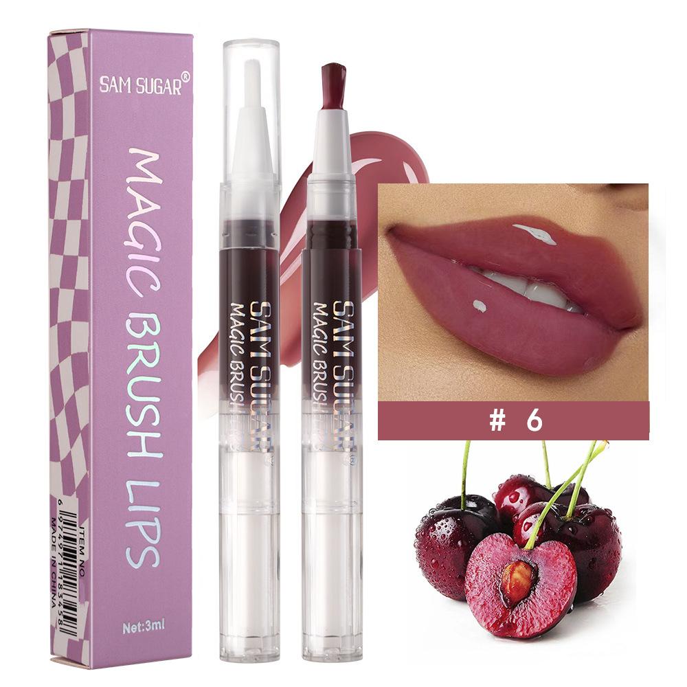 

6-цветный фруктовый блеск для губ, придающий объем, желеобразный увлажняющий блеск для губ, вращающийся тинт для губ, прозрачное масло для губ, полнота, макияж, уход за губами